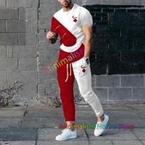 Poker J 3D Print Men Tracksuit Set Jogger Clothing For Man Casual Suit Short Sleeve Tshirts+Trousers 2 Piece Outfits Streetwear S black
