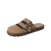 Stylish Women's Suede Mule Slippers Clogs Cork Insole Sandals with Arch-supported Outdoor Beach Slide Home Shoes 35