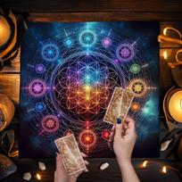Tarot stalo servetėlė Mandalos Gyvybės Gėlė Altoriaus servetėlė Būrimui Meditacijos Ratas Galaktikos Tarot kilimėlis Dvasinių Oracle kortų padėkliukas 50x50cm