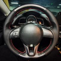 Automobilio vairo apdangalas Odinis Mazda CX-5 CX5 Atenza 2014 Naujam Mazda 3 Vairo pynė Automobilio aksesuaras Black Thread