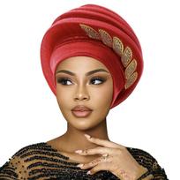 Leaves Diamonds Spiral Beret Turbans For Women Afrcian Lady Head Wraps Female Berets Turban Nigeria Headpiece Wedding Party Gele
