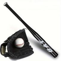 Baseball Kit Teenagers Baseball Catchers Glove Baseball Bat Aluminum Alloy Beginner  Baseball Training Set Black Blue Silvery 62cm