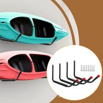 4Pcs Garage Storage Hooks Heavy Duty Kayak Holder Wall Mount for Snowboards Bikes Black capped
