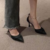 2026 New Elegant French Style  Heel Fine Wedding Shoes Women's Pearl Fairy Shoes Versatile Dress Summer Season Rubber Material 35
