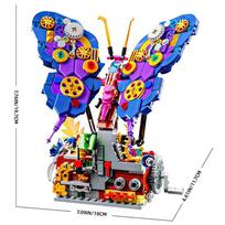 594PCS Mechanical Butterfly Block Playthings Sets Assembly Puzzle Constructible Desk Christmas Presents blue