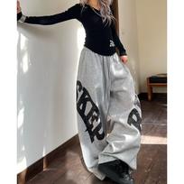 Women's Retro Distressed Letter Print Drawstring Sweatpants - Autumn/Winter Casual Loose Fit for Hip Hop and Jazz Dance M
