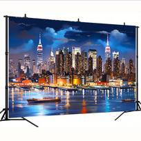 New York Waterfront Cityscape Tapestry, Urban Skyscraper Backdrop for Living Room Decor 47.2x31.5inch/120*80cm