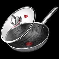 KOBACH 32cm 304 Stainless Steel Honeycomb Non-stick Wok