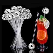 Disco 5/10/15Pcs Balls Cocktail Stirrers Round Top Swizzle Sticks Mirror Ball Coffee Beverage Stirrers For Home Bar Party Decor