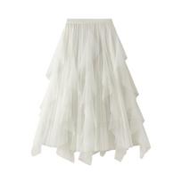 Tulle Skirts for Women A Line Fairy Tiered Skirt Midi High Elastic Waist Long Skirt Layered Flowy Swing Tutu Skirt Women's Mesh High Waist Maxi Skirts One size