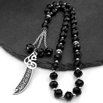Arabic Imam Ali Zulfiqar Sword Car Pendant Prayer Glass Beads Chain Stainless Steel Muslim Islam Knife Islamic Jewelry