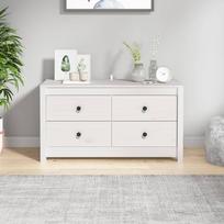 Vidaxl Komoda, Biały, 100X40X54 Cm, Lite Drewno Sosnowe