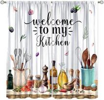 Rustic Kitchen Curta,Farmhouse Country Minimalism Kitchenware Condiment Summer Fruit Bakery Utensil Sweet Home Watercolor 53x116CM-2PC