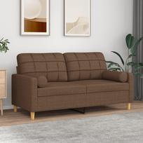 Vidaxl 2-Osobowa Sofa Z Poduszkami, Brązowa, 140 Cm, Tkanina
