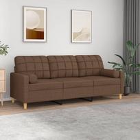 Vidaxl 3-Osobowa Sofa Z Poduszkami, Brązowa, 180 Cm, Tkanina