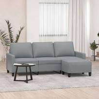 Vidaxl 3-Osobowa Sofa Z Podnóżkiem, Jasnoszara, 180 Cm, Tkaniną