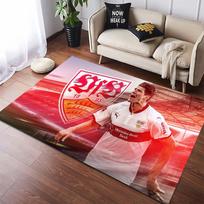 VfB Stuttgart Logo Area Rug, Non-Slip Black Floor Mat with Football Club Crest Print, Indoor Carpet for Soccer Fans 40x60cm( 15x23in )