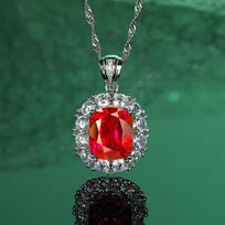 Luxurious S925 Sterling Silver Necklace with Pigeon Blood Red, Green Nano, and Blue Diamond Inlaid Pendant for Women 925 Silver