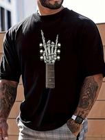 Unisex's Rock On Guitar Neck Rock & Roll Skeleton T-Shirt L