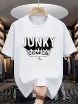 Unisex's Casual Crew Neck T-Shirt With 'Trash Comics' Print, Knit Fabric S