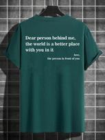 Unisex's Letter Print Drop Shoulder T-Shirt S