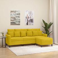 Vidaxl 3-Osobowa Sofa Z Podnóżkiem, Żółta, 180 Cm, Aksamit