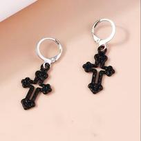 Fashion Gothic Black Cross Drop Earrings for Women Men Metal Punk Crucifix Dangle Earrings Club Party Jewelry Gifts