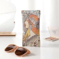 Mucha Painting Sun Glasses Case Automatic Closing Soft Shell Eyewear Storage Bag Portable PU Leather Sunglasses Protective Cover