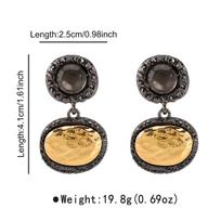 Geometric Irregular Double-Layer Round Drop Earrings for Women Ladies Vintage Black Mini Rhinestone Earrings Jewelry Accessories