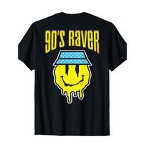 Techno Outfit BACKPRINT Acid House Trippy Emoticon 90s Raver T-Shirt S juoda