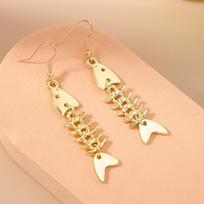Fashion Stainless Steel Fishbone Drop Earrings Women Men Punk Hip-hop Earrings Club Party Jewelry Gifts