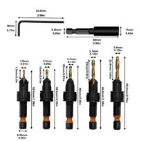 12pcs Titanium-plated Hex Countersink Set With Replaceable Bits, Magnetic Holder & L-wrench. Power Drill Compatible For Fast!