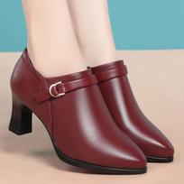 6.5cm Breathable Comfortable Med Block Heels Soft Leather Shoes Fall 2025 Deep Mouth Gladiator Shoes Platform Pumps Office Mom 35