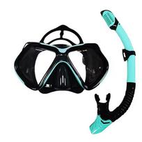 Adult Two-Piece Snorkeling Set: Large Frame Waterproof Anti-Fog Goggles & Snorkel Tube One Size