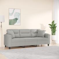 Vidaxl 3-Osobowa Sofa Z Poduszkami, Jasnoszara, 180 Cm, Mikrofibra