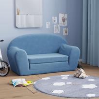 Vidaxl 2-Os. Sofa Dla Dzieci, Rozkładana, Niebieska, Miękki Plusz