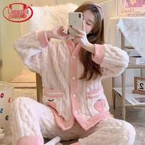 Lonsa Women's Plush Coral Fleece Loungewear Set 2XL