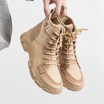 Solid Color Lace Up Platform Booties for Women Autumn Winter Fashion Style Casual Short Boots for Ladies Daily Outdoor 35