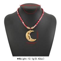 Stainless Steel Moon Sun Love Heart Pendant Necklace for Women Bohemian Exaggerated Red Color Cloth Rope Neckalce Jewelry Gifts