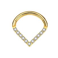 Surgical Steel Septum Nose Clicker Teardrop Shape Segment Ring Rhinestone Nose Ring Gold Hinged Body Piercing Jewelry Nose Rings & Studs&Diameter 10 mm auksas