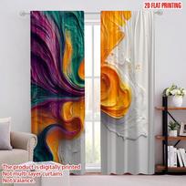 2pcs 2D flat printing Party Curtains Vibrant Swirl Paint Digital Printed Polyester Drapes Party Decorations Perfect for Holiday 60×150cm(23.6×59in)