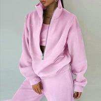 2026 Spring European & American Women's Two-Piece Fleece Sweatshirt Sporty Street Casual Fashion Set S