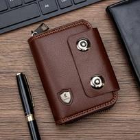 Men’s RFID Blocking Leather Wallet, Zipper Credit Card Holder, Accordion Card Organizer, Cash Pocket, Compact Travel Wallet