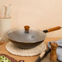 Zhang Xiaoquan Fine Iron Round Bottom Wok with Lid