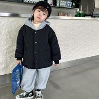 Children's Plaid Hooded Cotton Jacket with Fleece - Faux Two-Piece Winter Outerwear 90cm