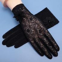 Full-finger Design Women Sun Protection Gloves Anti-skid Ice Silk Lace Gloves  Outdoor Activities