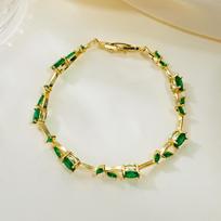 Tulip Spliced Copper Cubic Zirconia Bracelet for Women Dainty Floral Link Chain Jewelry Gift Gold Tone Stackable Wristband