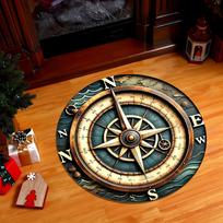 Compass Pattern Round Area Rug, Washable Soft Touch Mat for Living Room, Bedroom, Entryway, Dining Room, Patio & Garden Decor Diameter 60cm
