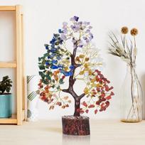 Septynių čakrų krištolinio medžio demonstracija, skirta sėkmės namų dekoravimui Bonsai Pinigų medžio augalas Dovanų elementas Standartinė daugiaspalvė figūrėlė