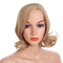 Women Fluffy Wigs Ladies Female Ombre Blonde Brown Wig Natural Wavy Heat Resistant Fiber Short Wig Daily Use Party Cosplay